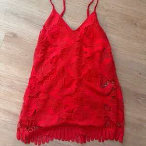 EXPRESS red crochet mini dress- size medium